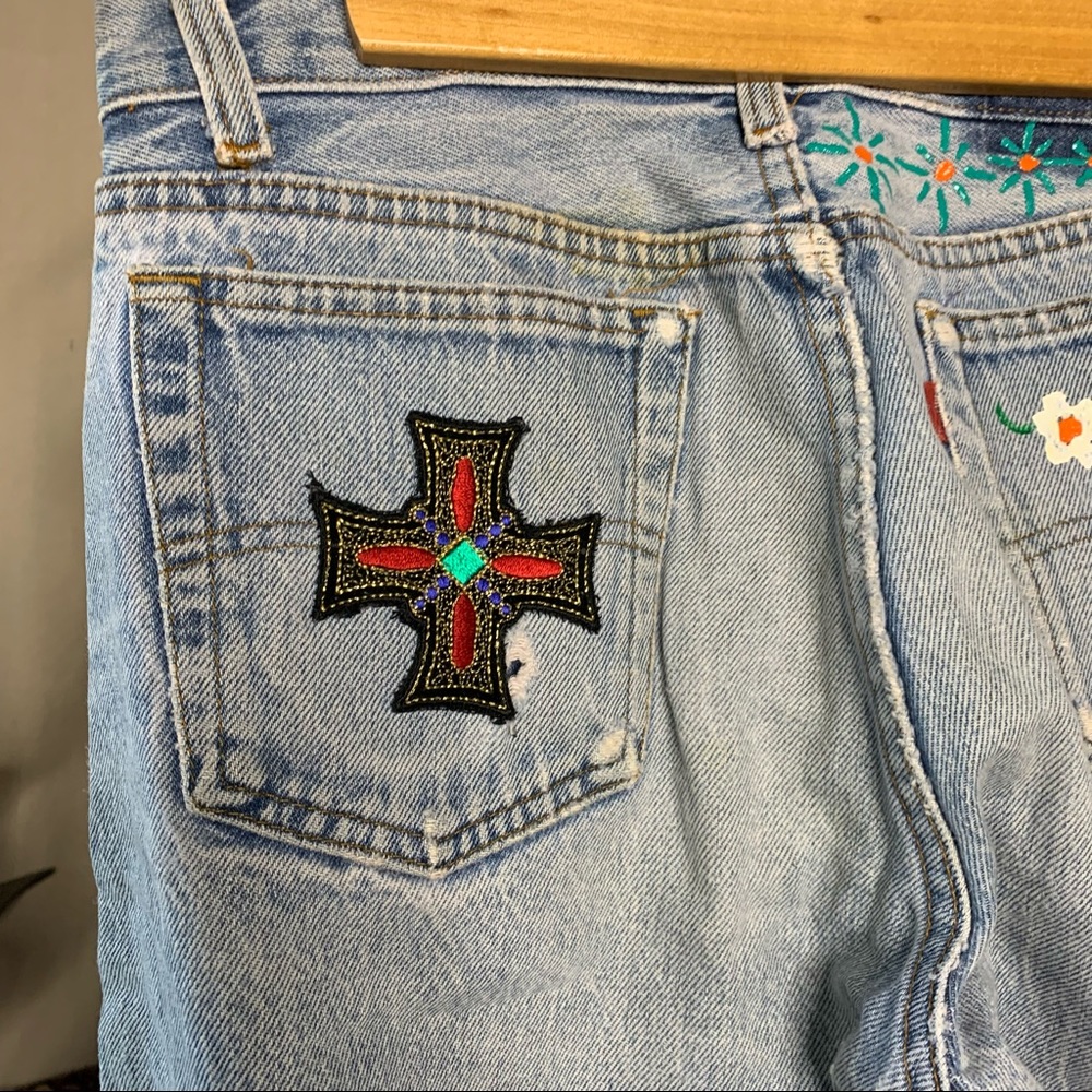 80s Levi’s 501’s Thrashed/Embellished - Picture 6 of 14